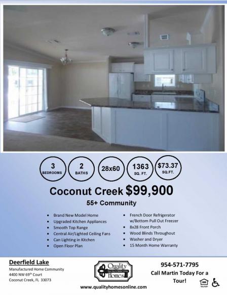 Deerfield Lake4541 NW 69th Ct., #H8Coconut Creek, FL 33073