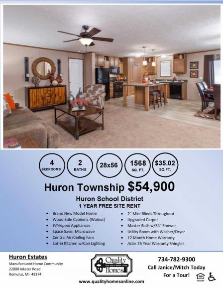 Huron Estates 22018 Cheville or 22057 MarqueeRomulus, MI 48174