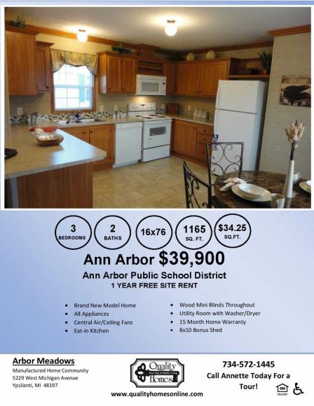 Arbor Meadows 5229 W. Michigan Ave., Site #51Ypsilanti, MI 48197