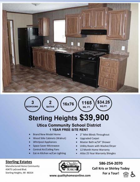 Sterling Estates 43081 Charlemagne, #471 or 7204 Orleans W. #368Sterling Heights, MI 48314
