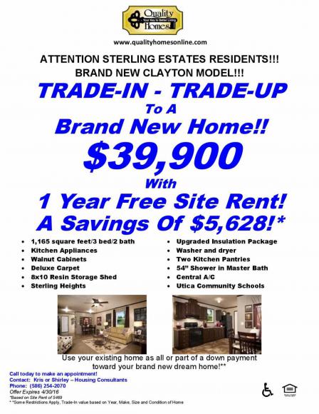 Sterling Estates 43081 Charlemagne, #471 or 7204 Orleans W. #368Sterling Heights, MI 48314