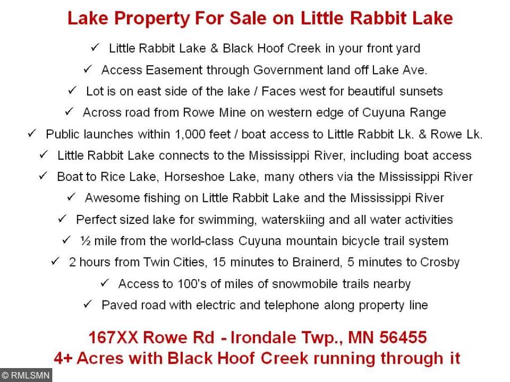 167XX Rowe Road, Irondale Twp, MN 56455